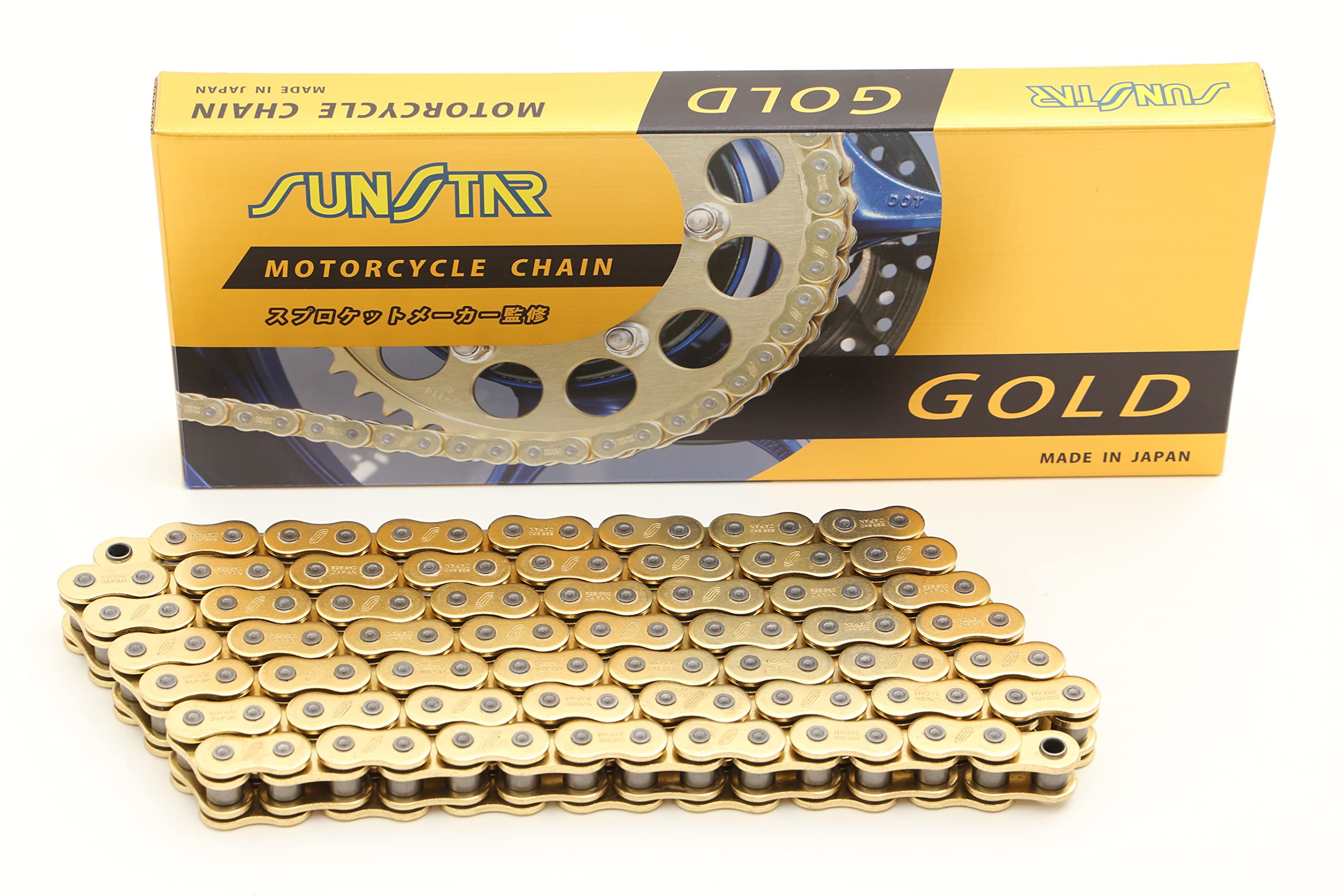 Мотоциклетная цепь SUNSTAR, размер 520, 110 звеньев, золотая, SS520SKC-110GD золотой