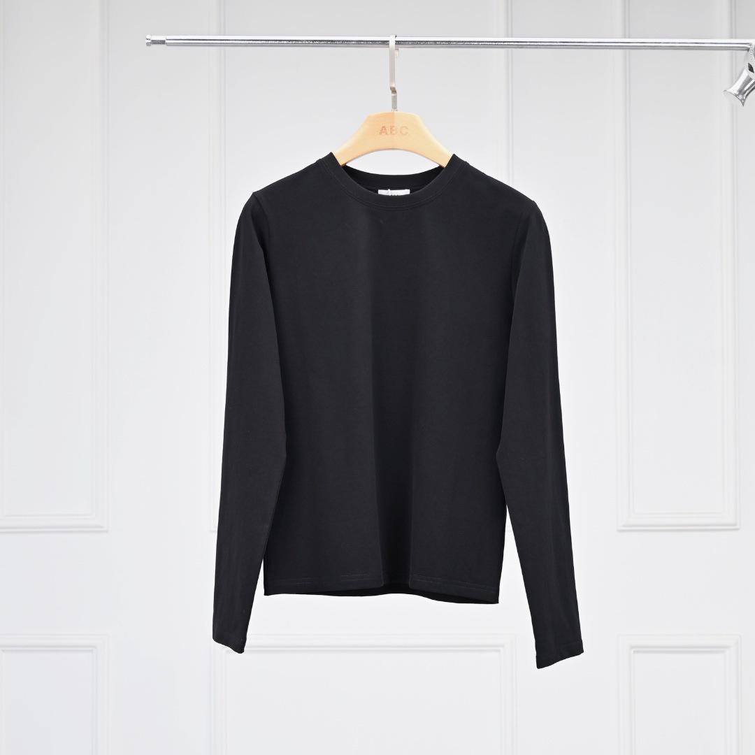 Women s Versatile All-Season Brushed Round Neck Long Sleeve Base Layer Top Large чёрный