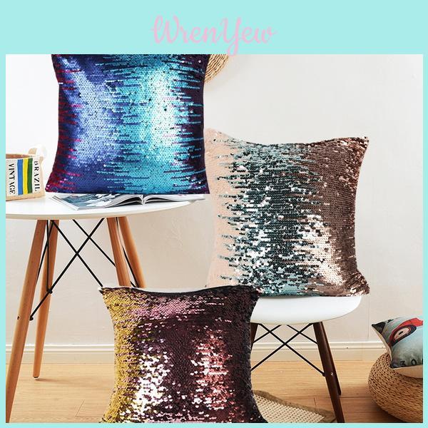 Luxurious Sequin Pillow Cover Double-sided Reversible Meteor Shower Design For Sofa Or Bedroom Decor