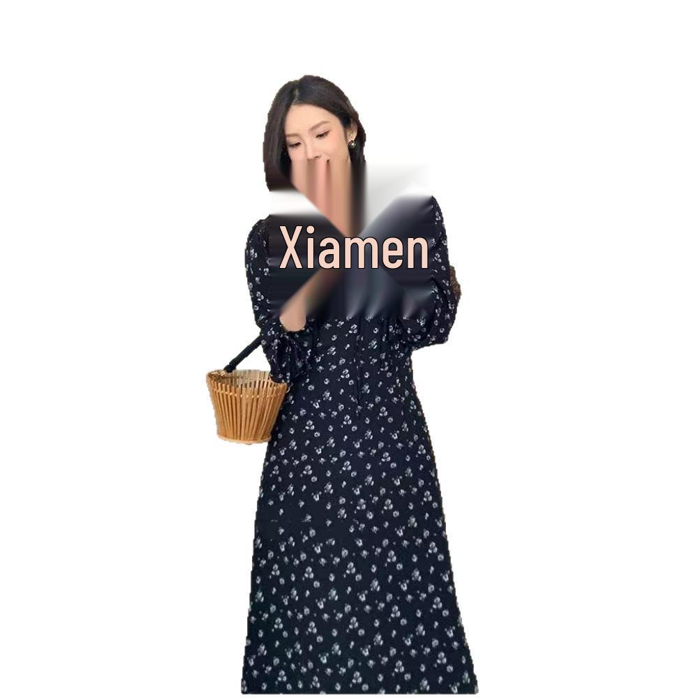 Plus Size V-Neck Floral Long Sleeve Dress - Slimming & Elegant for Spring/Autumn