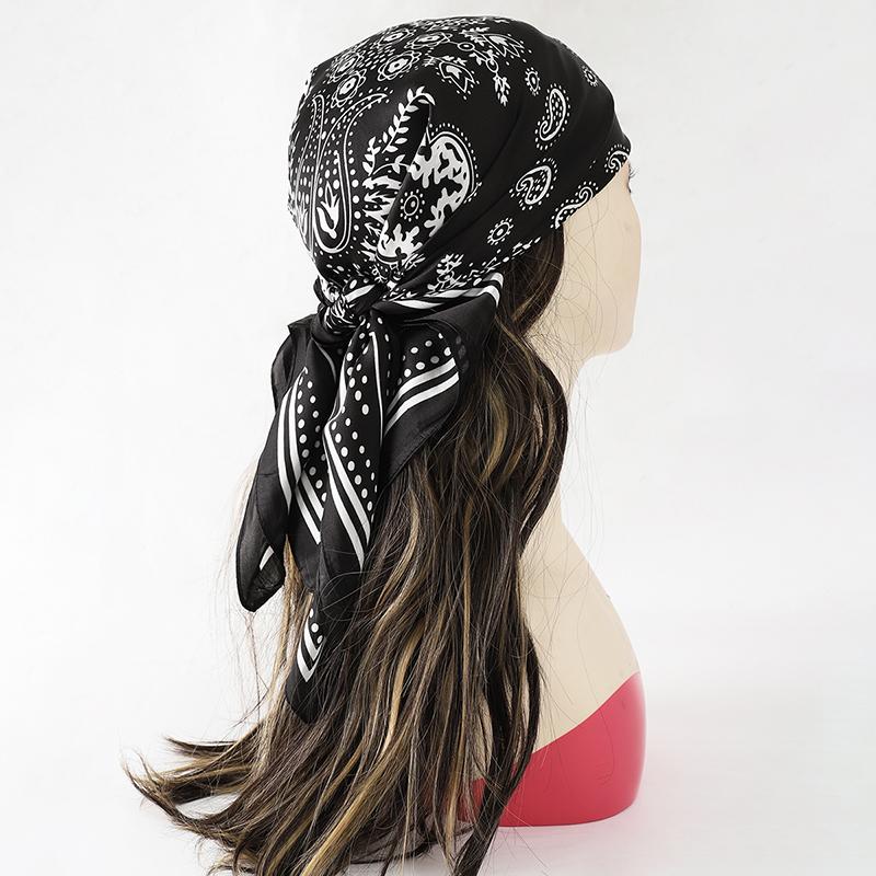 Fashion Print Silk Hairbands Scarf Women  Spring New Elagant Floral Bandana Neck Kerchief Head Bands Foulard Female Scarfs
