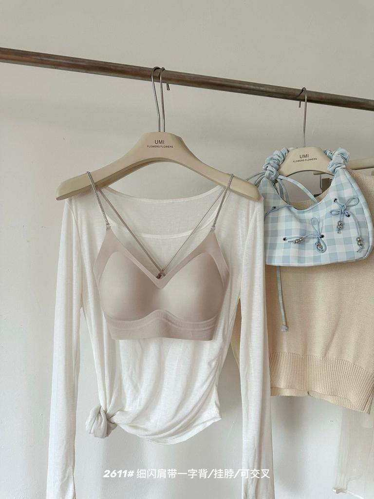 Sexy Summer Neck Cross Beautiful Back Seamless Jelly Strip Big Halter Gather Comfortable Breathable Versatile Underwear Women