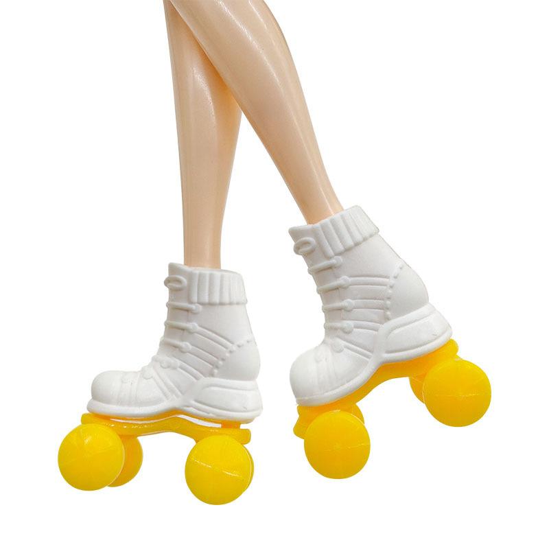 

1 пара мини-роликов для куклы 30 см 1:6 миниатюрных плоских коньков для кукольного домика, обувь для детей, игрушки для ролевых игр, аксессуары для кукол C 1Pair