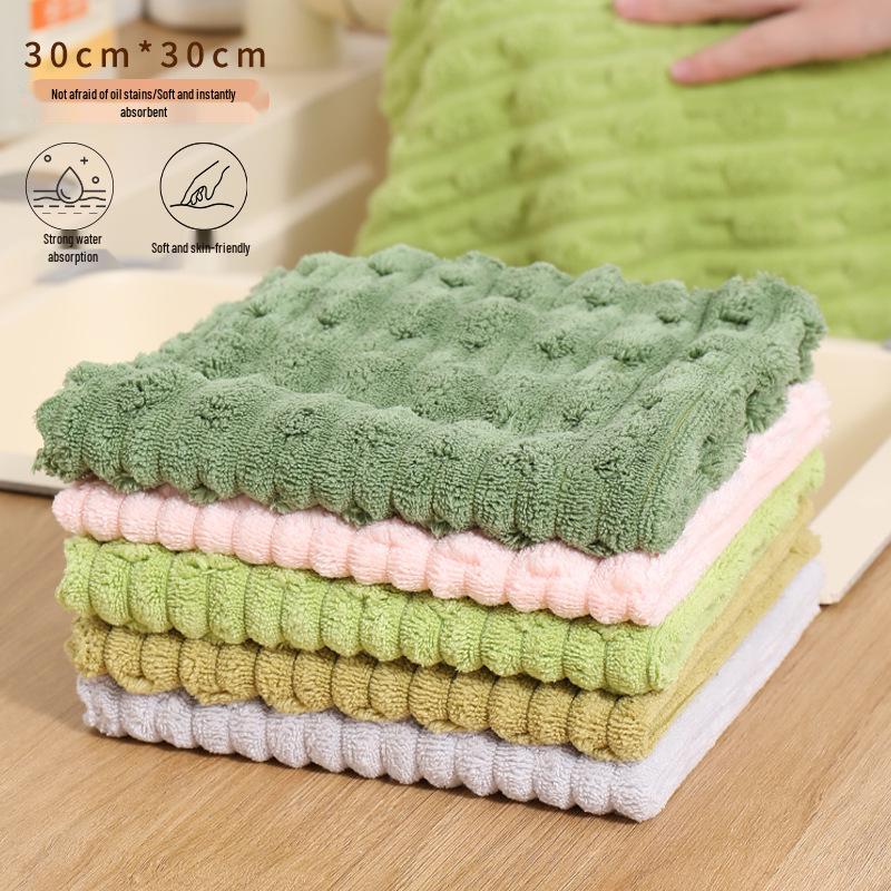 Absorbent Coral Fleece Bamboo Dishcloth: Lint-Free, Oil-Resistant Kitchen Cleaning Pad
