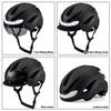 Adults Bike Helmets with Rechargeable LED Rear Light Magnetic Goggles Visor Motorcycle Helmet Breathable for MTB Bicycle Helmet