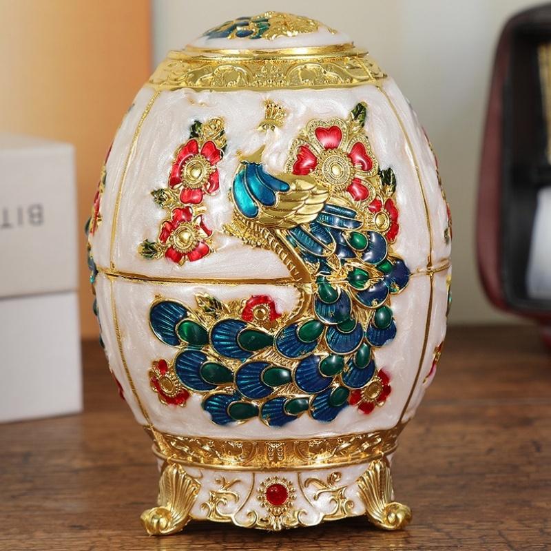 Automatic Push-type Toothpick Box Alloy Enameled Peacock Toothpick Organizer Holder Display Party Desktop Decoration Unique Gift