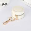 Wear Resistant Jewelry Pouch Portable Box Keychain, PU Leather Travel Organizer Case, Soft Small Case for Rings Velvet Lining Secure Zipper