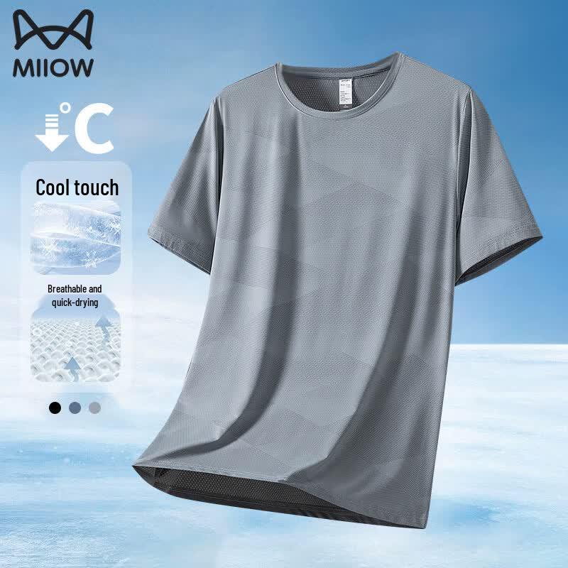 MiiOW Men s Ice Silk Short Sleeve T-Shirt 7XL