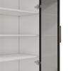 120*40*160 cm Combination Display Cabinet with LED Lighting – Made of Smoked Glass with Aluminum Frame and Two Doors in the Lower Section, Sideboard