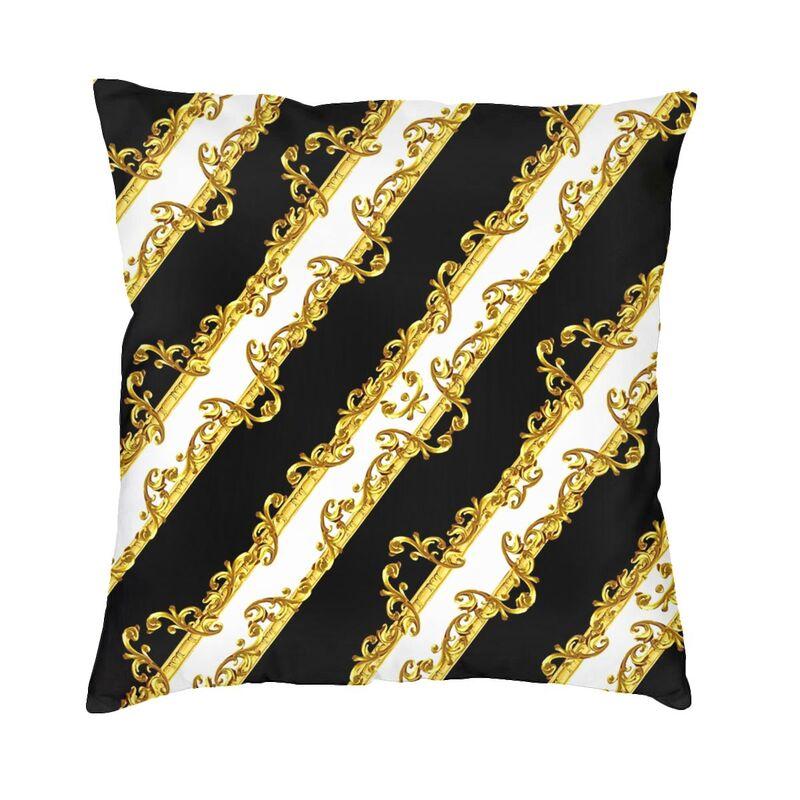 Hot Pink And Gold Baroque Floral Pattern Cushion Cover Sofa Home Decor Square Throw Pillow Case 45x45cm