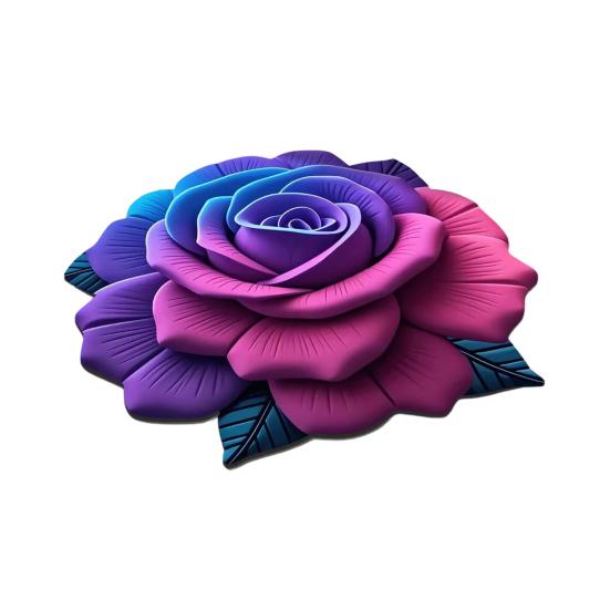 3D Rose Flower Area Rug Non-slip Washable Absorbent Plush Floor Mat Irregular Floral Carpet Indoor Living Room Bedroom Bathroom Kitchen Decoration