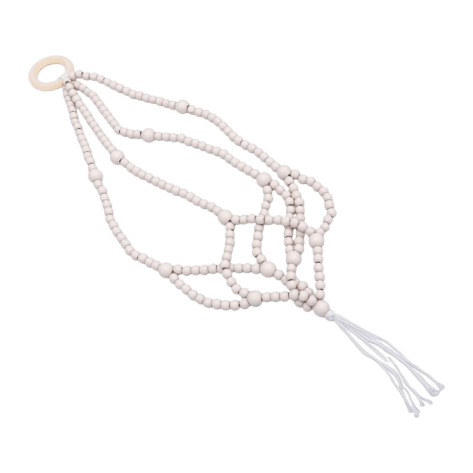 Support de Plante en Perles 24 Pouces Panier Suspendu pour Plante Décor Boho Intérieur Extérieur pour Maison Porche Balcon Jardin white