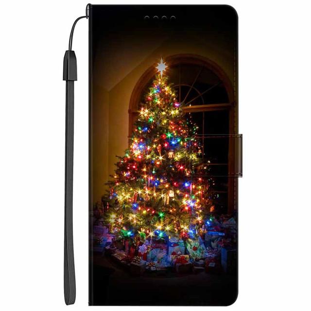 Christmas Flip Case For Motorola Moto G15 / G05 / E15 / G15 Power 4G Wallet Leather Cover With Lanyard Cartoon Wallet Phone Case