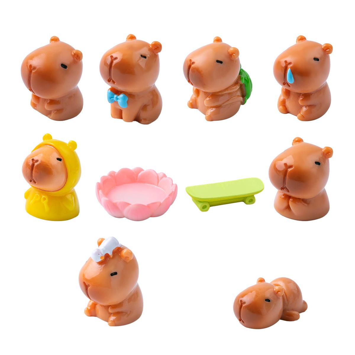 

New 10Pcs Capybara Miniatures Set - Tiny Resin Desk Decor for Office/Home, Cute Animal Photography Props & Collectible Gift