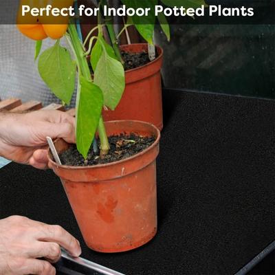 Breathable Watering Capillary Mat Reusable Eco-Friendly Basket Liner Mat with 10 Plant Tags Black Automatic Plant Watering Mat