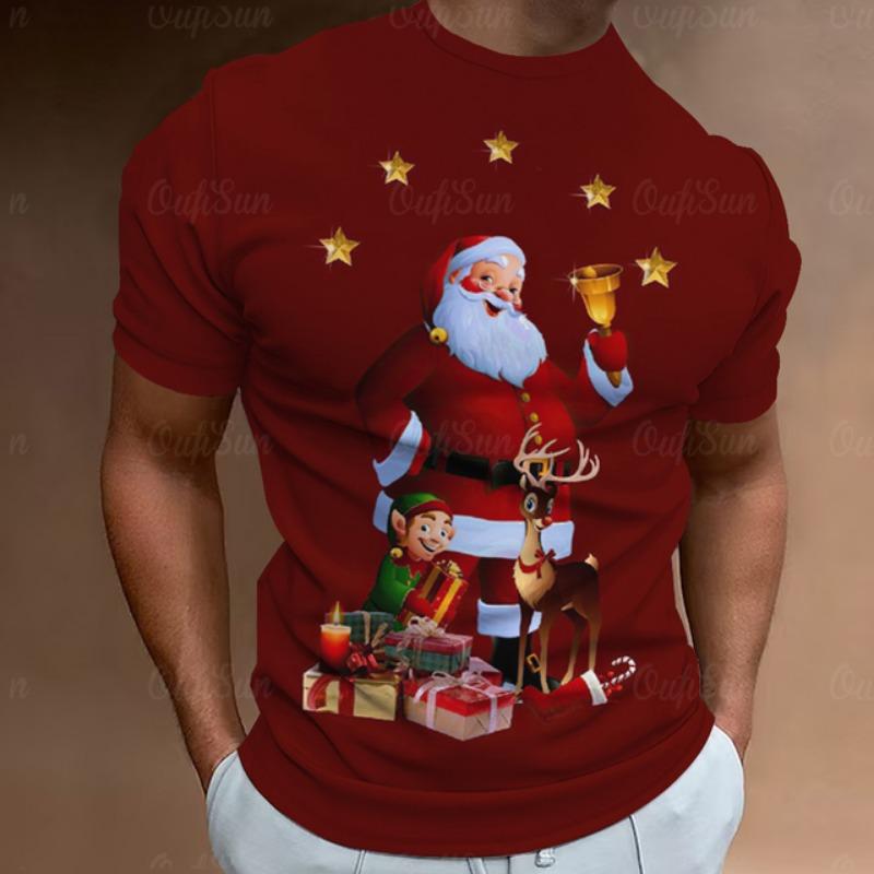 Christmas T-Shirts For Men 3d Santa Claus Printed Street Designer Short Sleeved Loose Oversized T Shirts Fashion New Tops Tees