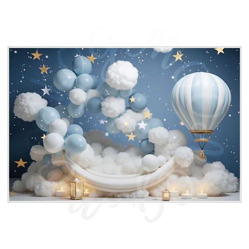 Balloon Cartoon Background Fabric  Children's Birthday Party Decoration Background Wall Fabric  Pet Photography Background Fabric