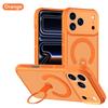 Magnetic For Magsafe Stand Phone Case For iPhone 17 Pro Max 16 15 14 13 Luxury 360 Rotating Ring Holder Protection Shockproof Cover