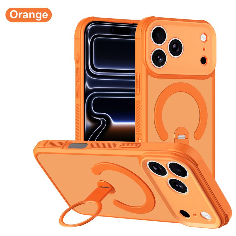 Magnetic For Magsafe Stand Phone Case For iPhone 17 Pro Max 16 15 14 13 Luxury 360 Rotating Ring Holder Protection Shockproof Cover