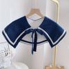 Fashion Knit Scarf Cute Neck Warmer Circle Fake Collar Front Tie False Collar Women Navy Style Detachable Collar For Women