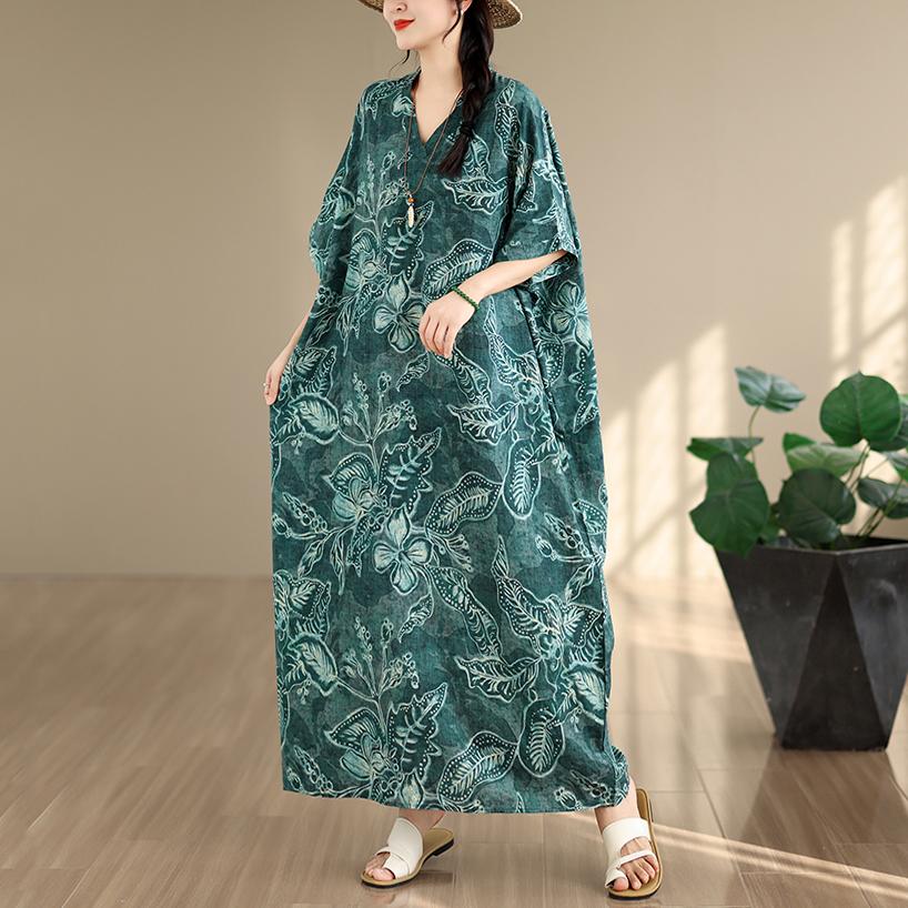 DIMANAF 2026 New Women Plus Size Summer Casual Long Dress Cotton Loose Oversize Maxi Print Floral Beach Sundress