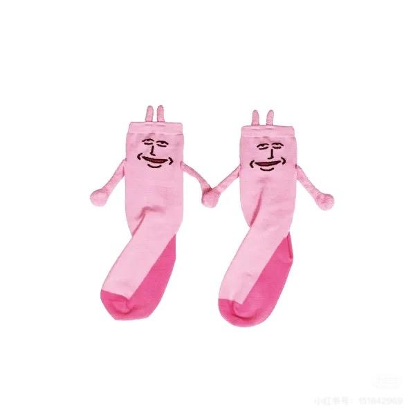 1-5Pairs Pink Bunny Magnetic Couple Socks Thin Mid Calf AutumnWinter Cute Hand Holding Anime Maternity WomenWarm Cozy Socks Gift