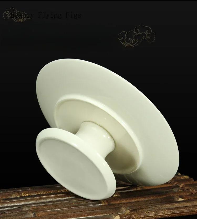 1 Pcs Ceramic Colored Painting for Fruit Plate Lotus Flower High Leg  Sum Tribute Dish Buddhist Hall Supplies Buddhist Offerings