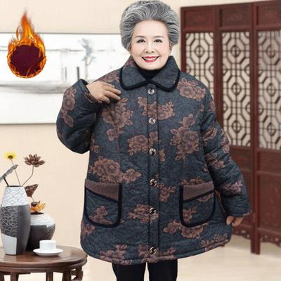 Plus Velvet Thick Padded Jacket Female Fat Mother Plus Fat Plus Size 300 Kg Padded Jacket