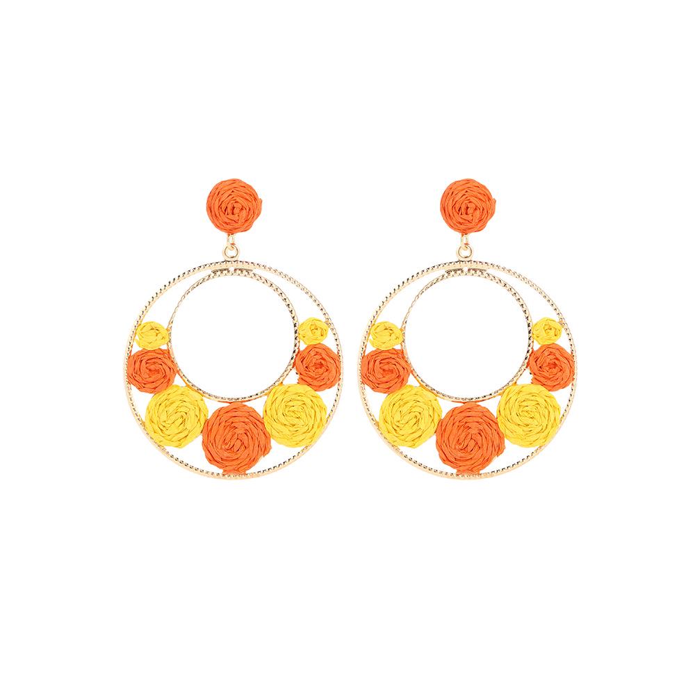 Summer Flower Circle Stud Earrings: Sweet, Colorful Holiday Style for Women