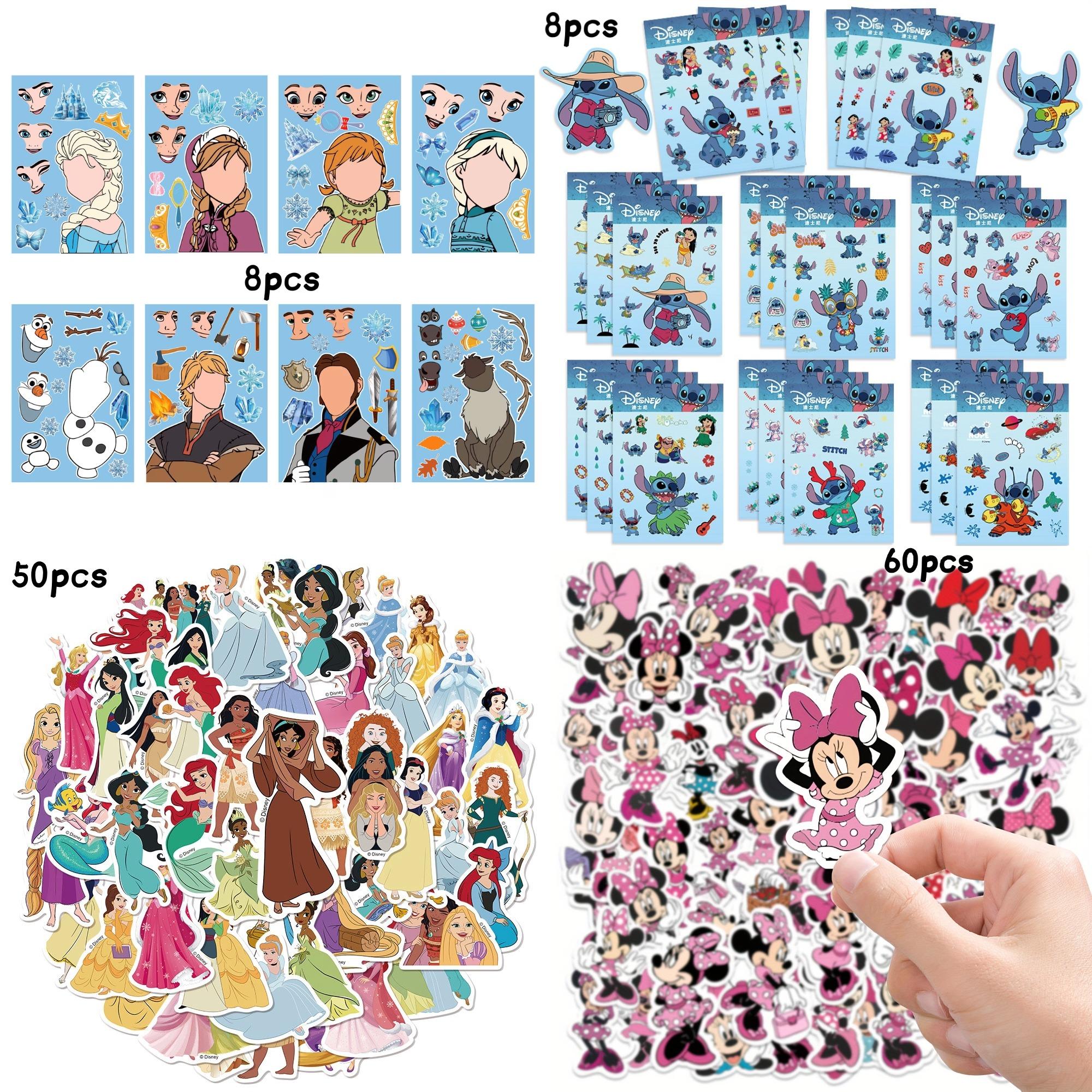 

126-Piece Disney Princess Frozen Minnie and Stitch Creative Puzzle Face Changing Sticker Set For Phones Computers and Notebooks Secret Series 126pcs