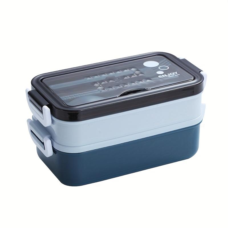 School start season double-layer microwave oven lunch box, including soup bowl, knife, fork and spoon, school lunch box