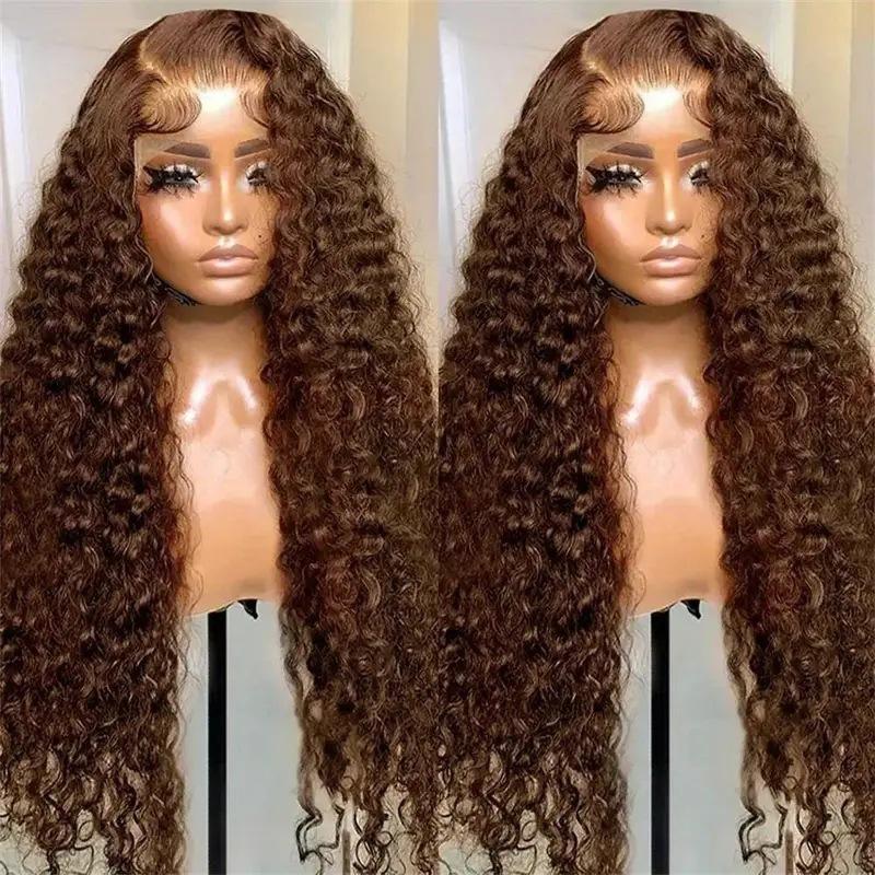 13X6 Deep Wave Lace Front Wig, Female Medium Small Curly Long Curly Hair Cover