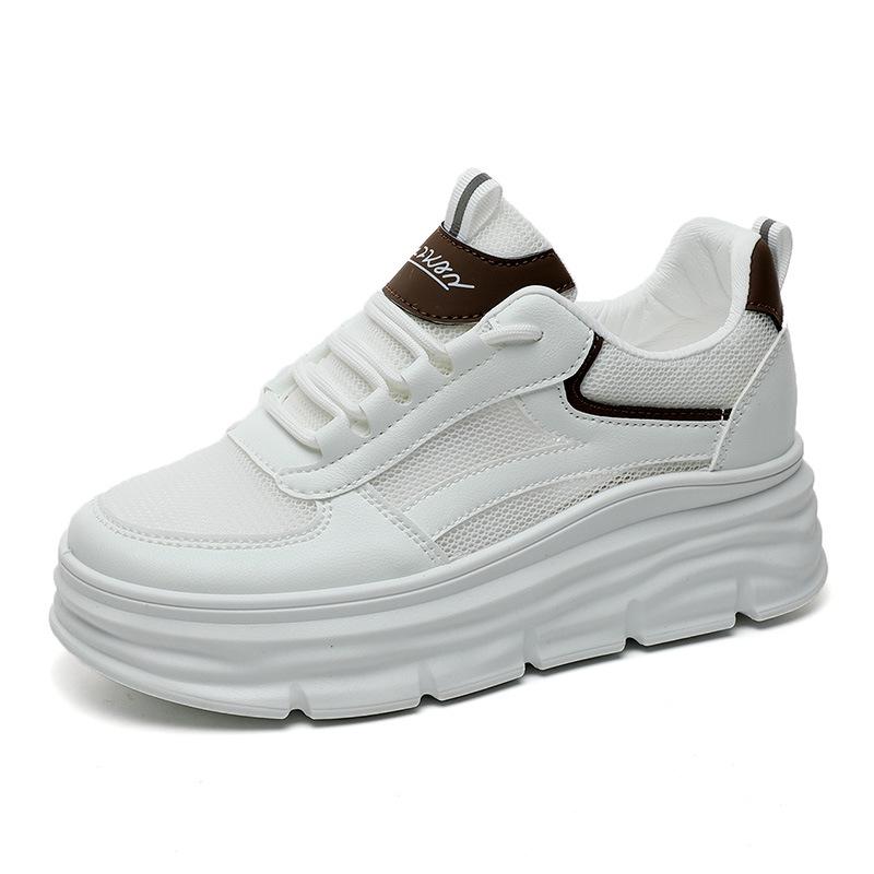 

Женские белые сетчатые кроссовки на скрытой платформе 7 см - Лето 2023 Повседневные, дышащие с толстой подошвой 38