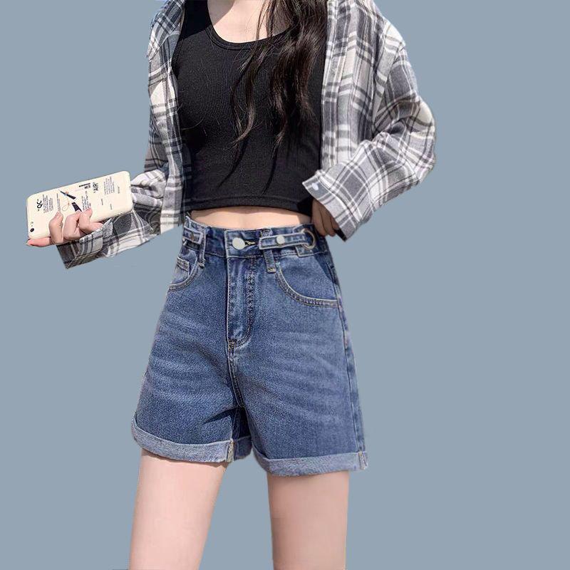 

2026 Women s High Waist Elastic Denim Shorts - High Stretch, Four-Quarter Length, Summer Wear 26 / 1.9 (80-90 lbs)