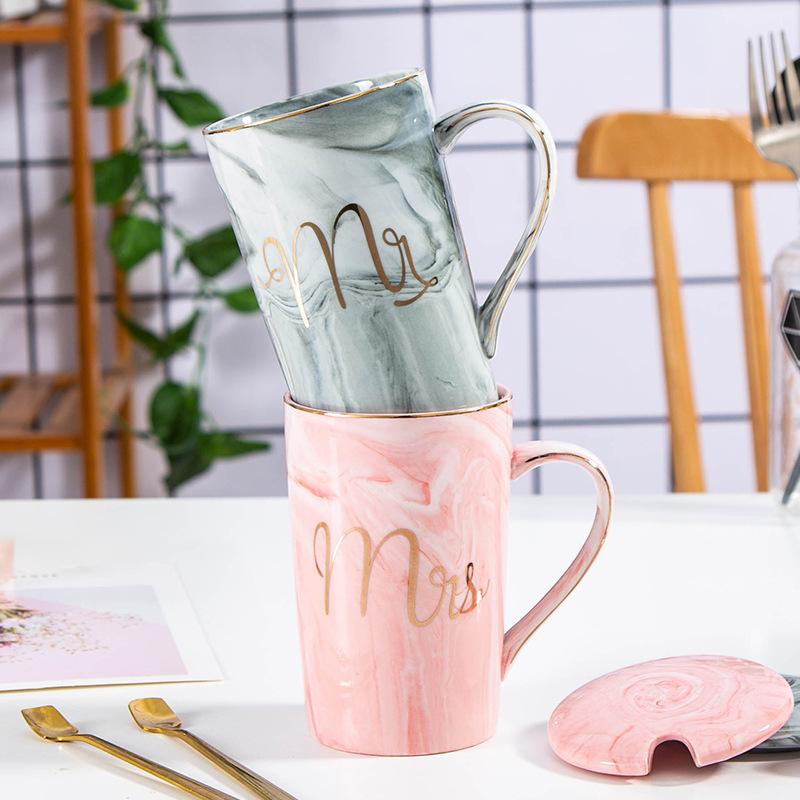 Mug with Lid Spoon Ceramic Mug Water Cup Coffee Mug Gift Box Set