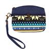 Ethnic Style Handbag  Fabric Money Pouch  Key Bag  Wrist Strap with Two Zippers  Hand-held Bag