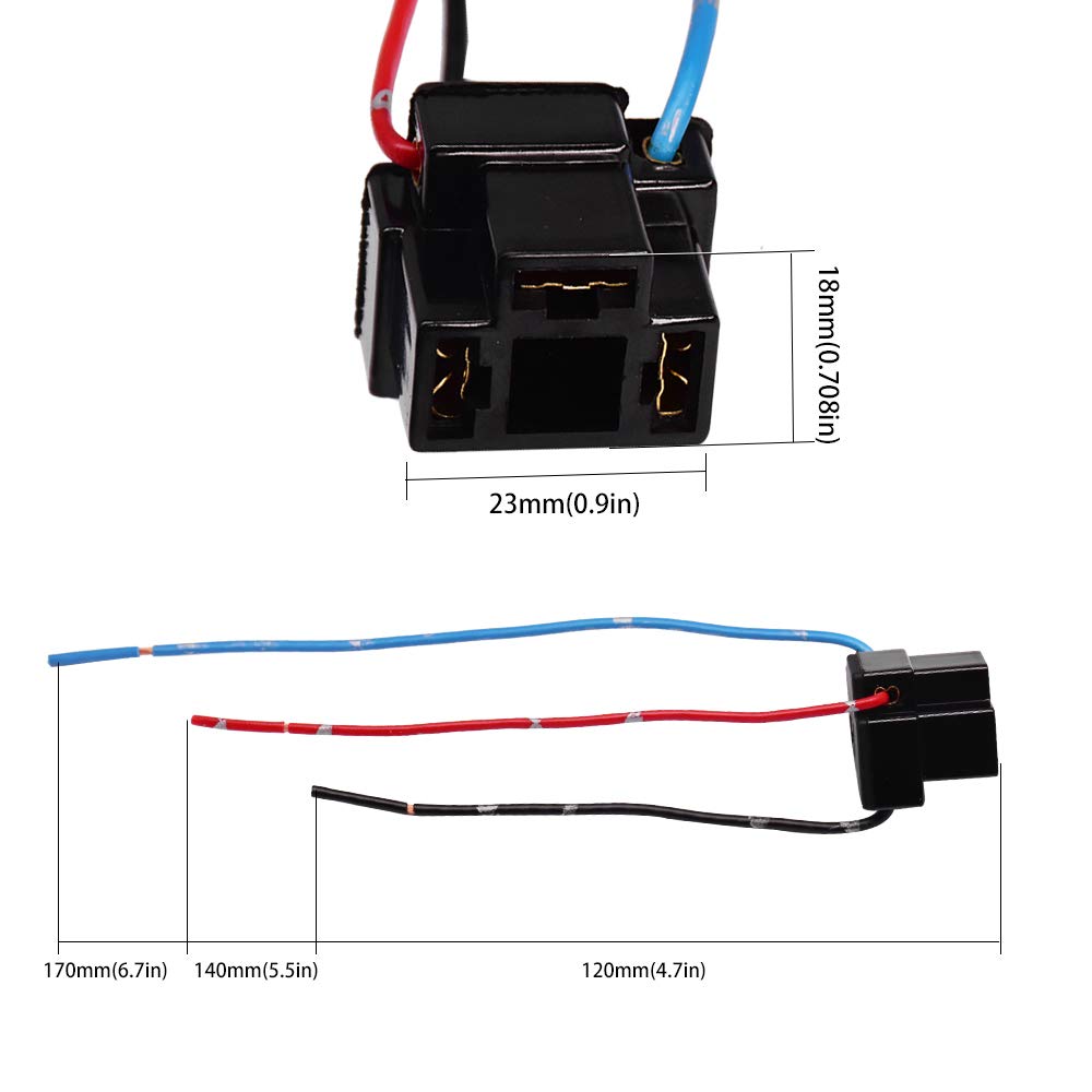 HUIQIAODS H4 Headlight Socket Lamp Connector Plug Wire Harness Adapter Pack of 2 (H4 Connector Plug)