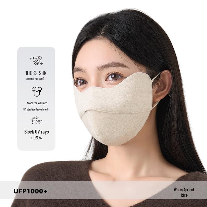 

2025 Women s Silk Wool Full Face Winter Mask - Thickened, Windproof, Coldproof for Cycling One Size