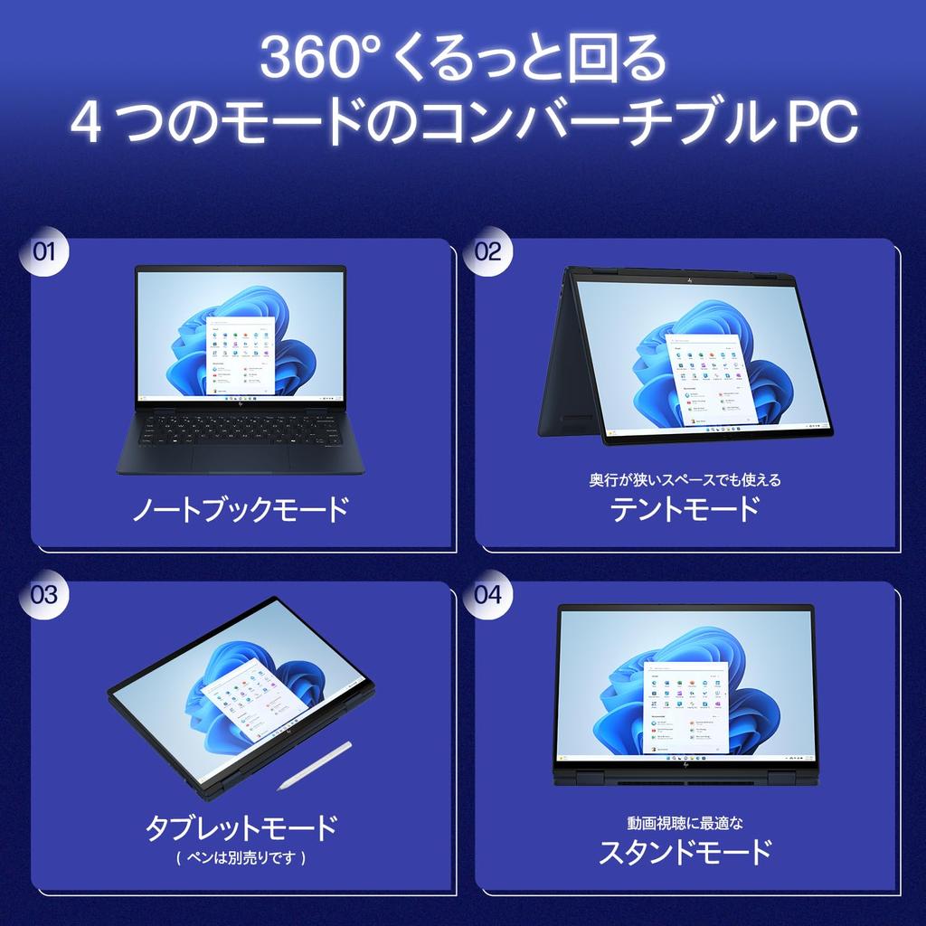 Laptop HP Envy x360 2in1 Convertibile Display Touch IPS WUXGA Processore Core Ultra 5 125U 16GB Memoria 512GB SSD Windows 11 Home Windows Dotato di