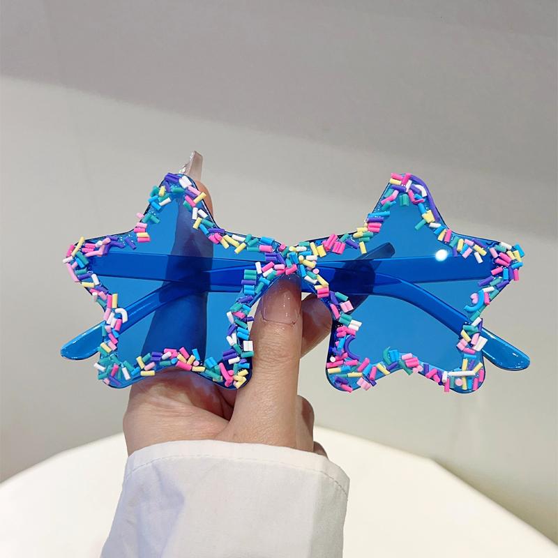 Cute Star Shaped Sunglasses with Sprinkles Women Stylish Beach Holiday Decor Shades Trendy Original Design Sun Glasses