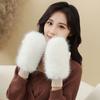 Women's Fashion Imitation Rabbit Fur Windproof Gloves Thick Warm Soft Gloves Full Fingers Lining Winter Warm Gloves Winter