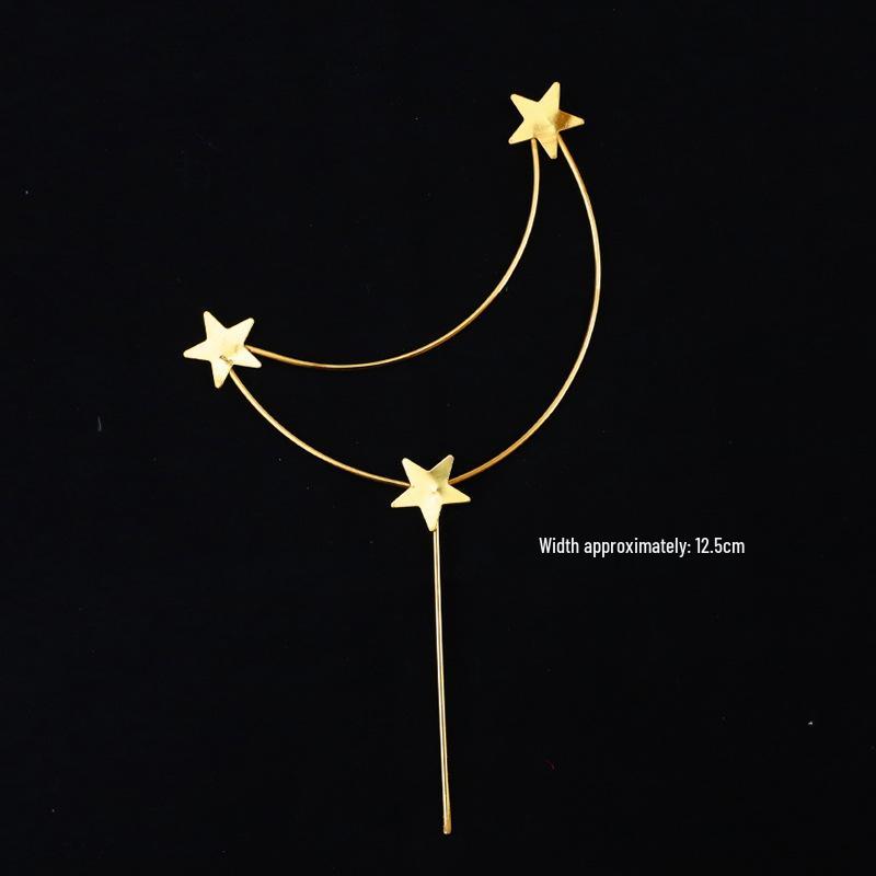 Moon Pearl Crown & Star Hairpin Set