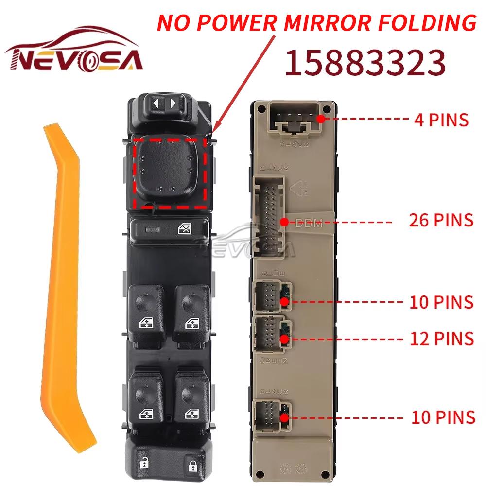 Door Window Control Switch For 2003-2007 Chevrolet Avalanche Silverado Suburban Tahoe Cadillac Escalade For GMC Sierra 15883323 No Power mirror fold