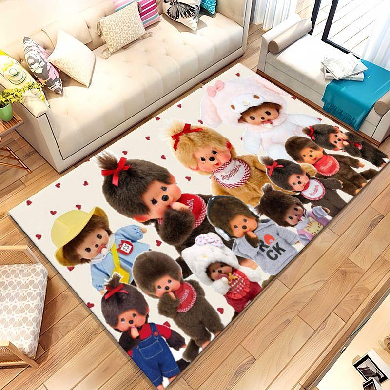 Cute M-Monchhichi Monky Cartoon Soft Non-Slip Large Area Rug for Living Room,Bedroom Playroom Carpet Mat for Sofa,Home Decor