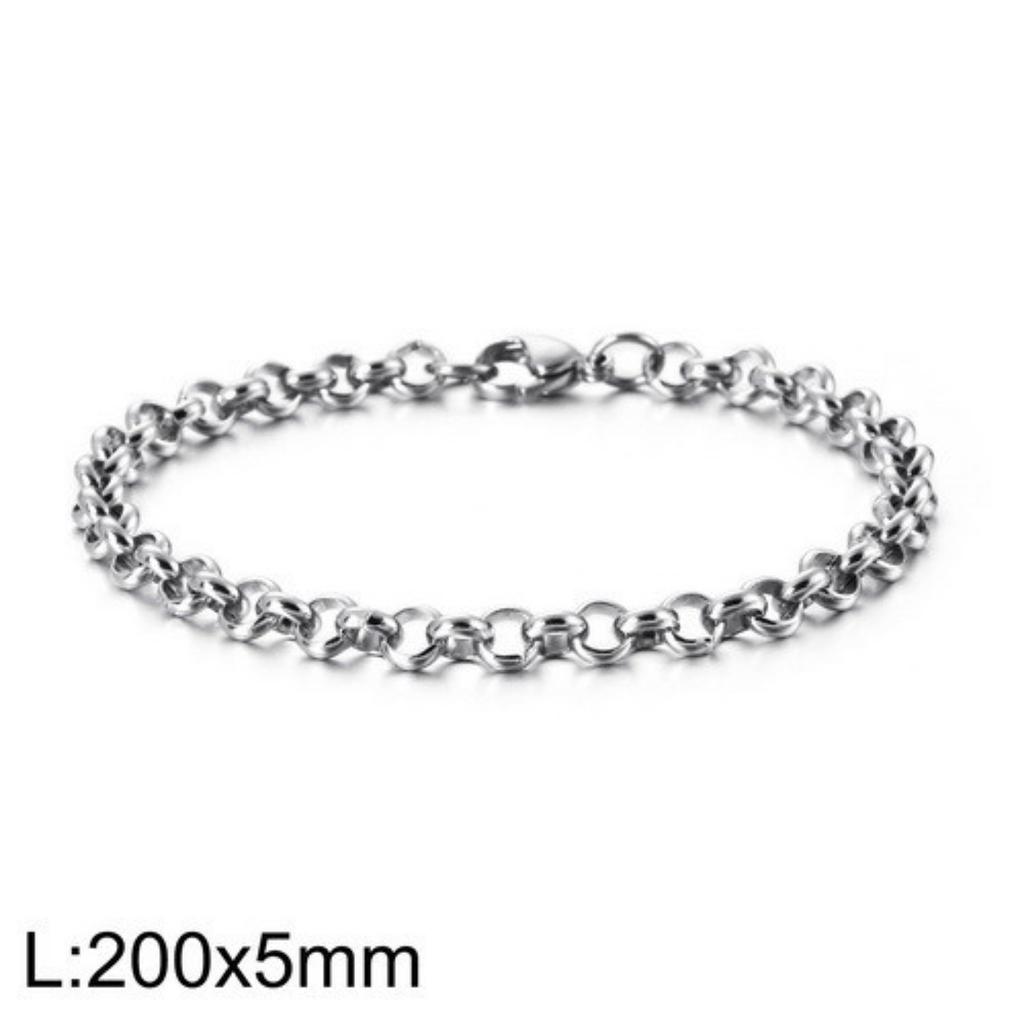 O-shaped Round Stainless Steel Bracelet Men and Women Punk Style Chain
