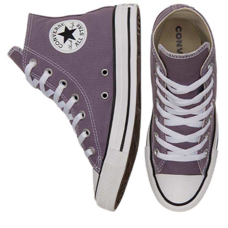 Converse Chuck Taylor All Star Comfortable and Versatile High Top Canvas Shoes Unisex Gray Purple