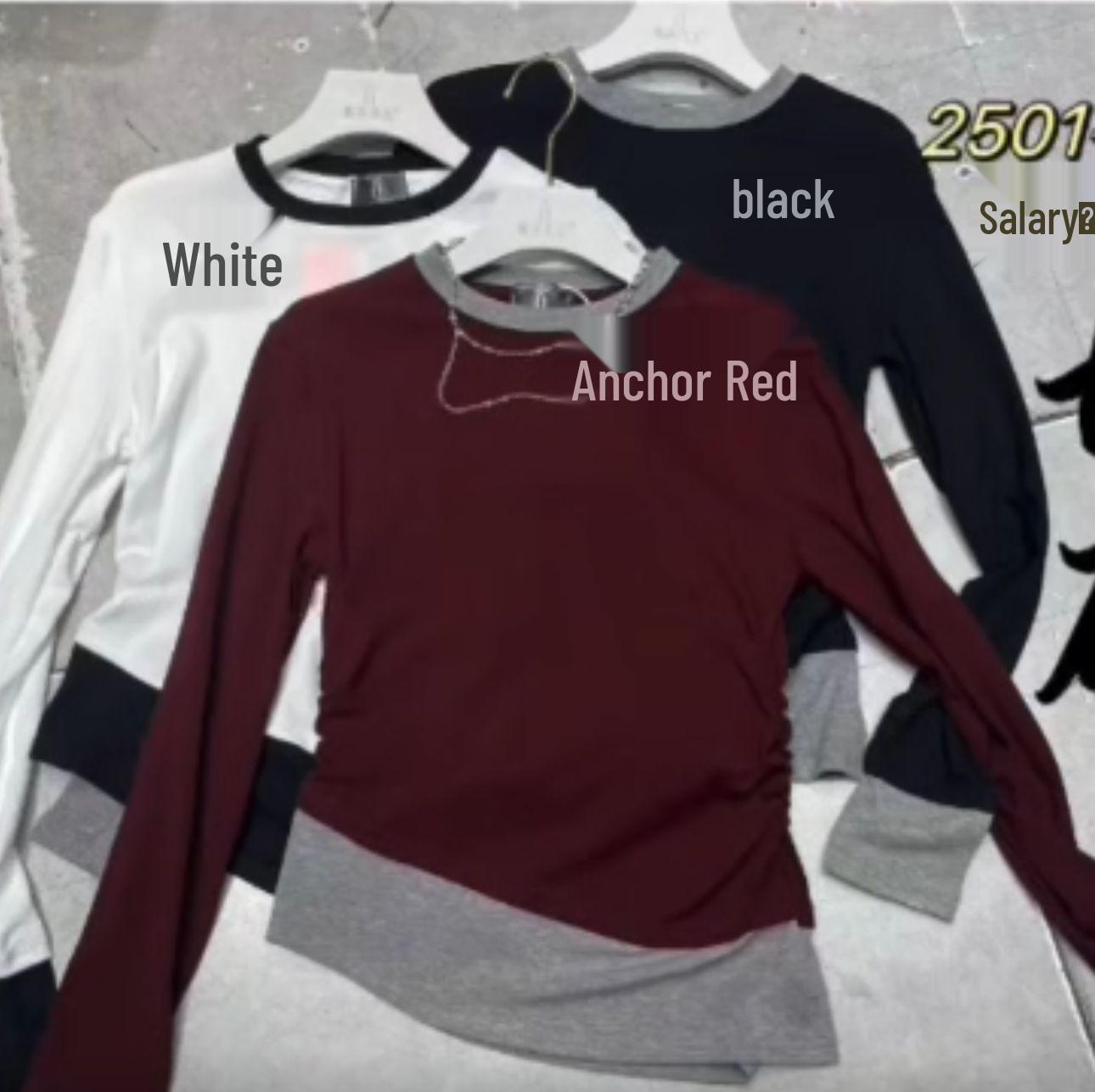 

Женская шикарная футболка с длинным рукавом и цветными блоками - Дизайн Осень/Зима 2025 Large