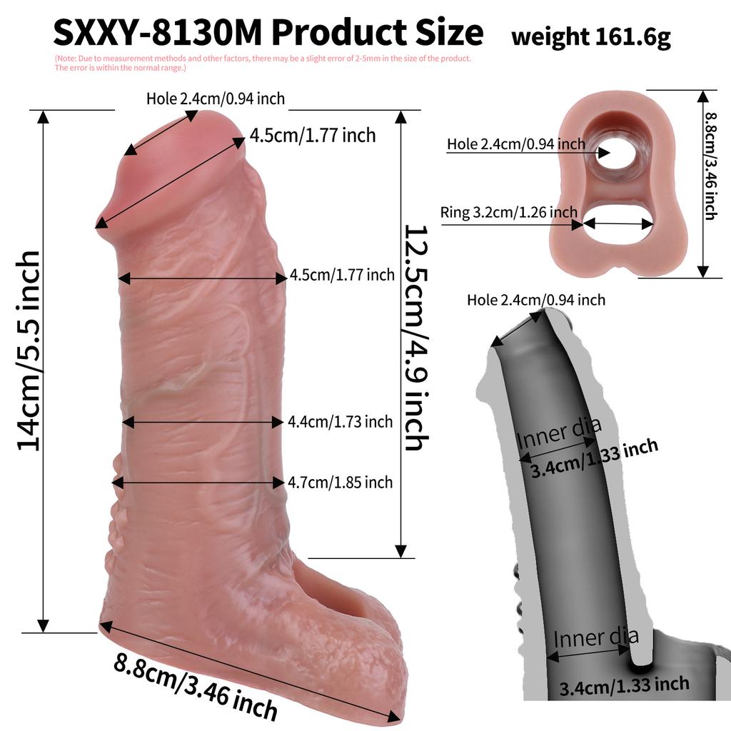 Male Penis Condom Soft Silicone Lengthen Enlarge Dildo Adult Sex Toys Gay Femdom Pegging Realistic Cock Strap On Dick