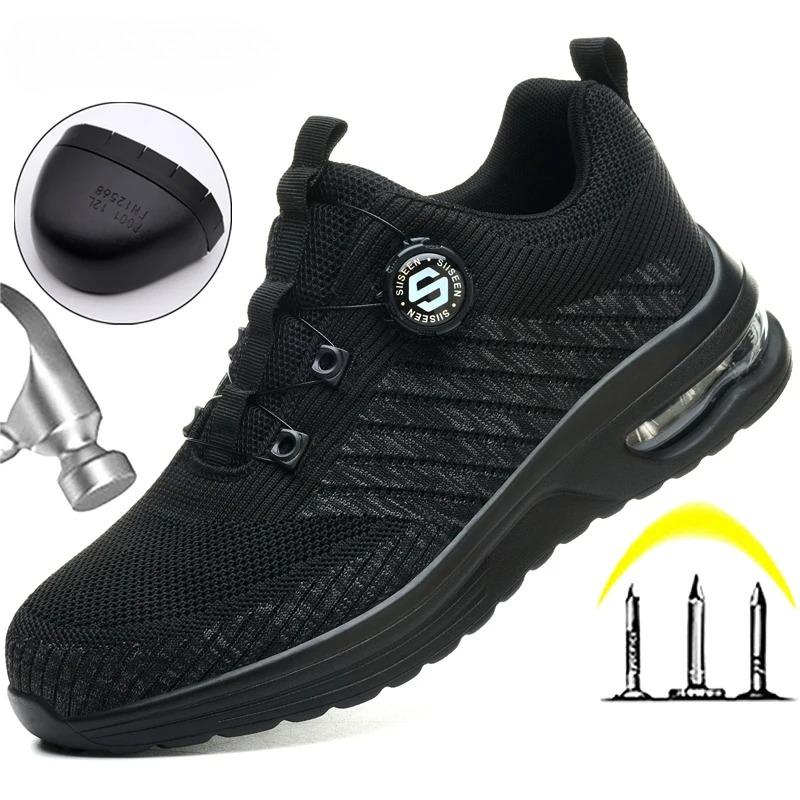Rotating button Men's safety shoes Work Sneakers Steel toe shoes Lightweight Protection Shoes Puncture-Proof Protection Shoes