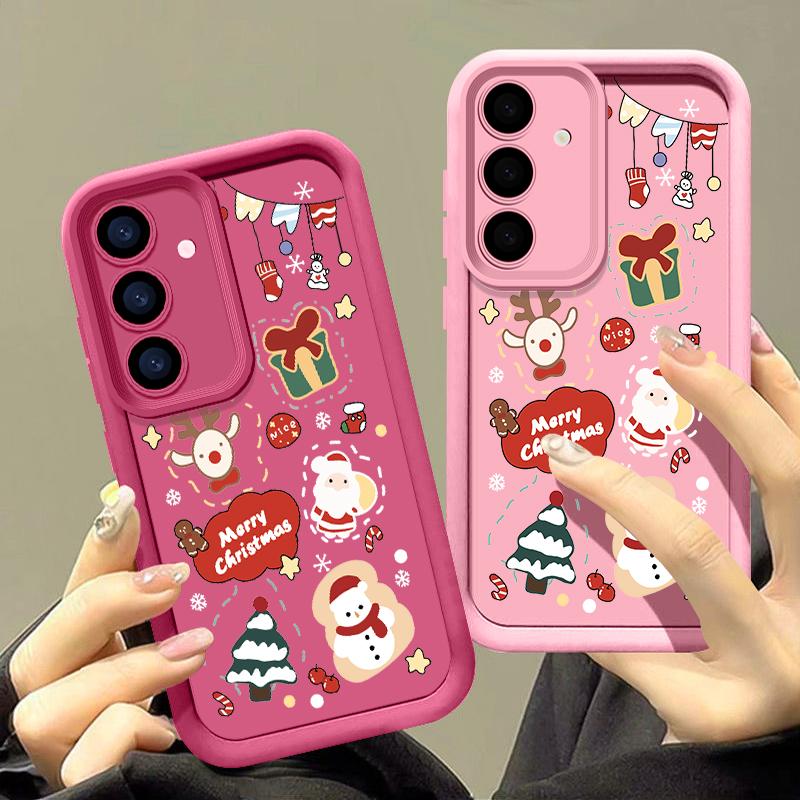 Cartoon Weihnachtsbaum Druck Hülle für Samsung S25 Ultra S24 FE S23 S22 A56 A36 A16 A15 A55 A35 TPU Weich Matt Stoßfest Handyhülle